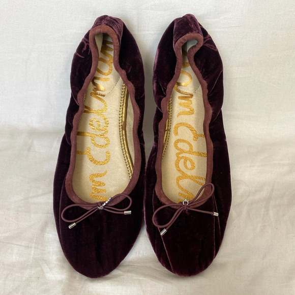 Sam Edelman Burgundy Velvet Flats - Picture 1 of 9